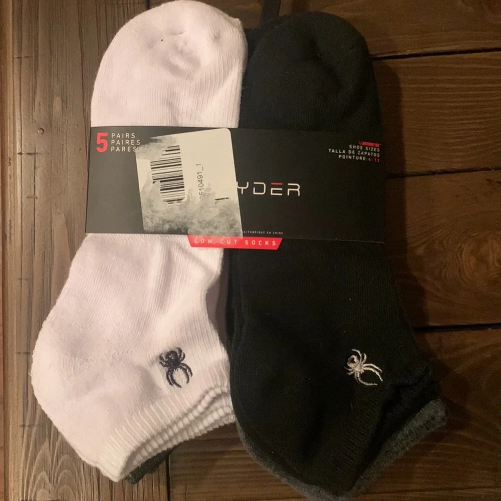 NWT Spyder Men’s Athletic Quarter Socks 6-Pack Black Gray White Size 6-12